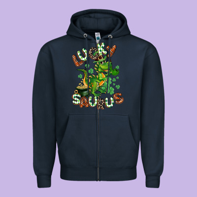 Lucky Saurus Zipper Hoodie Designed By Cowgirlartshop