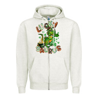Oatmeal Heather Lucky Saurus Zipper Hoodie - CowGirlArtShop