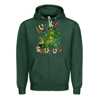Sports Green Lucky Saurus Zipper Hoodie - CowGirlArtShop
