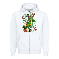 White Lucky Saurus Zipper Hoodie - CowGirlArtShop