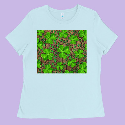 Shamrock And Leopard Ladies Tee Designed By Ranaportraitstore