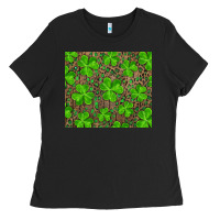 Black shamrock and leopard Ladies Tee - RanaPortraitStore