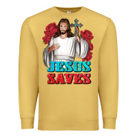 Antique Gold Jesus Saves Premium Sweatshirt - BundleAndBundleShop