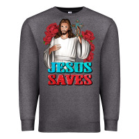 Charcoal Heather Jesus Saves Premium Sweatshirt - BundleAndBundleShop