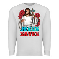 Dove Grey Jesus Saves Premium Sweatshirt - BundleAndBundleShop