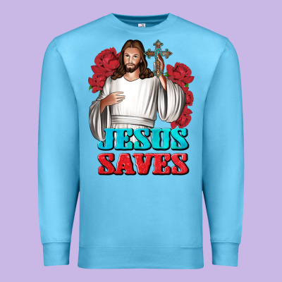 Jesus Saves Premium Sweatshirt Designed By Bundleandbundleshop
