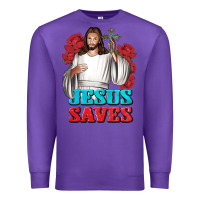 Purple Jesus Saves Premium Sweatshirt - BundleAndBundleShop