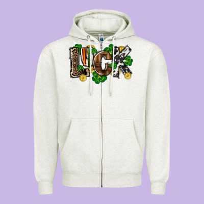 Western Luck St. Patrick's Day Zipper Hoodie Designed By Cowgirlartshop