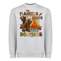 Heather Grey Flannels boots and bonfires Heavyweight Sweatshirt - NancyCooperArtShop