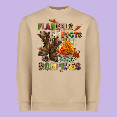 Flannels Boots And Bonfires Heavyweight Sweatshirt Designed By Nancycooperartshop