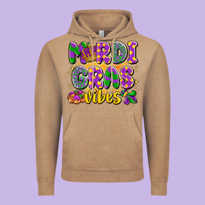 Mardi Gras Vibes Vintage Hoodie Designed By Lillyallendesigns