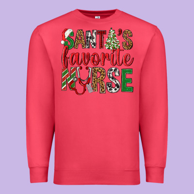 Santa's Favorite Nurse Premium Sweatshirt Designed By Bundleandbundleshop