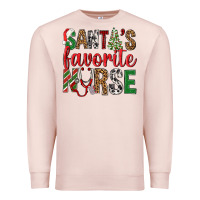 Pale Pink Santa's Favorite Nurse Premium Sweatshirt - BundleAndBundleShop