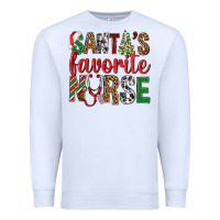 White Santa's Favorite Nurse Premium Sweatshirt - BundleAndBundleShop