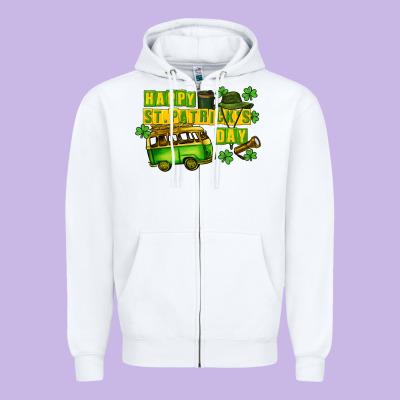 Camper Happy St. Patrick's Day Zipper Hoodie Designed By Cowgirlartshop