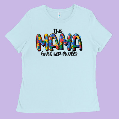 This Mama Loves Her Puzzle Ladies Tee Designed By Maliassmallbusiness