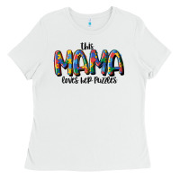 White this mama loves her puzzle Ladies Tee - MaliasSmallBusiness