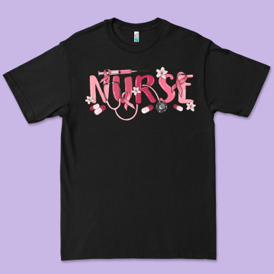 Nurse Breast Cancer Awareness Premium Tee Designed By Maliassmallbusiness