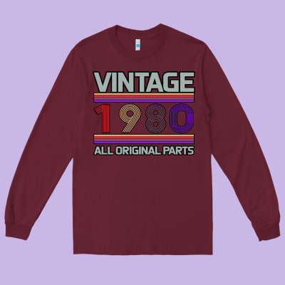 Vintage 1980 Birthday Long Sleeve Tee Designed By Bettercallsaul