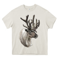Cream Reindeer Buck Deer Head Heavy Core Tee - LillyAllenDesigns