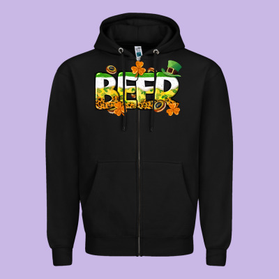 St. Patrick's Day Beer Zipper Hoodie Designed By Cowgirlartshop