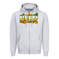 Heather Grey St. Patrick's Day beer Zipper Hoodie - CowGirlArtShop