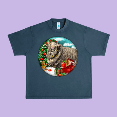 Christmas Merino Wool Sheep Urban Heavy Tee Designed By Lillyallendesigns