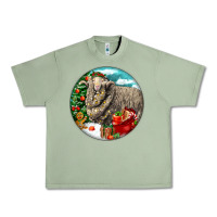 Oil Green christmas merino wool sheep Urban Heavy Tee - LillyAllenDesigns