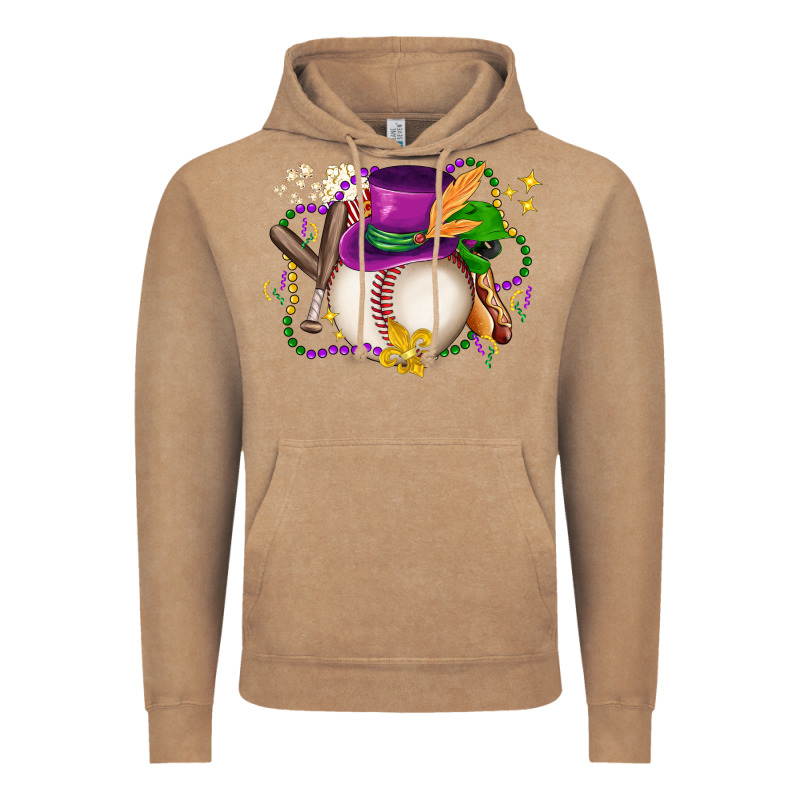 Mardi Gras Baseball Vintage Hoodie by LillyAllenDesigns | Teevron