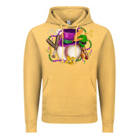 Vintage Mustard mardi gras baseball Vintage Hoodie - LillyAllenDesigns