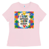 Bubblegum Pink ı love someone with autism Ladies Tee - MaliasSmallBusiness