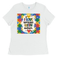 White ı love someone with autism Ladies Tee - MaliasSmallBusiness