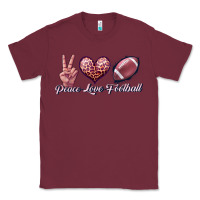 Burgundy peace love football Classic Tee - JahusDesignShop