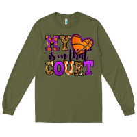 Army Green my heart is on that court basketball Long Sleeve Tee - Jasminsmagicworld