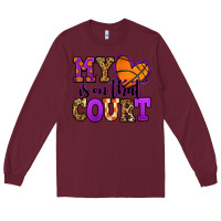 Burgundy my heart is on that court basketball Long Sleeve Tee - Jasminsmagicworld