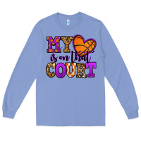 Colony Blue my heart is on that court basketball Long Sleeve Tee - Jasminsmagicworld