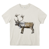 Cream reindeer buck deer Heavy Core Tee - LillyAllenDesigns