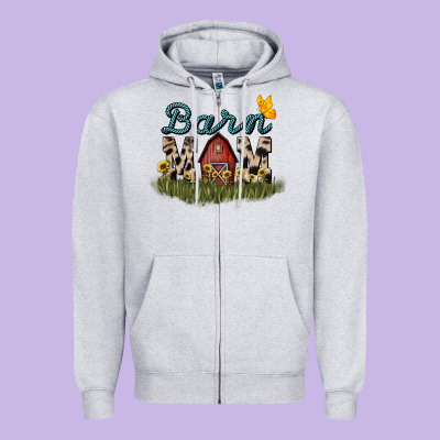 Barn Mom Sunflower Mother's Day Zipper Hoodie Designed By Howdyjamesfarm