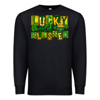 Black St Patricks Day Lucky And Blessed Premium Sweatshirt - FaDigitalArtStudio