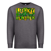 Charcoal Heather St Patricks Day Lucky And Blessed Premium Sweatshirt - FaDigitalArtStudio
