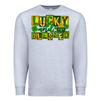 Heather Grey St Patricks Day Lucky And Blessed Premium Sweatshirt - FaDigitalArtStudio