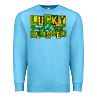 Ocean Blue St Patricks Day Lucky And Blessed Premium Sweatshirt - FaDigitalArtStudio