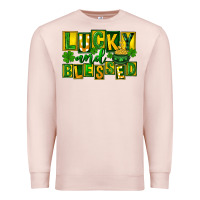 Pale Pink St Patricks Day Lucky And Blessed Premium Sweatshirt - FaDigitalArtStudio