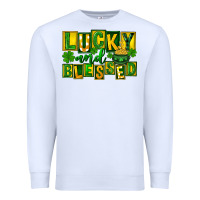White St Patricks Day Lucky And Blessed Premium Sweatshirt - FaDigitalArtStudio