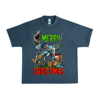 Midnight Navy merry christmas velociraptor Urban Heavy Tee - LillyAllenDesigns