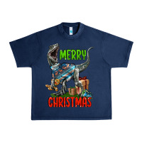 Navy merry christmas velociraptor Urban Heavy Tee - LillyAllenDesigns