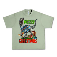 Oil Green merry christmas velociraptor Urban Heavy Tee - LillyAllenDesigns