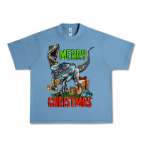 Pebble Blue merry christmas velociraptor Urban Heavy Tee - LillyAllenDesigns
