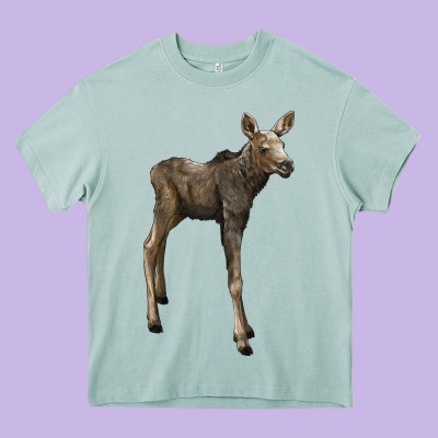 Moose Fawn Deer Heavy Core Tee Designed By Lillyallendesigns