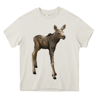 Cream moose fawn deer Heavy Core Tee - LillyAllenDesigns